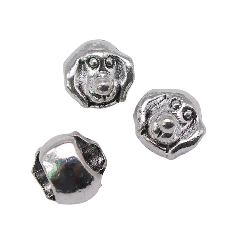 10pcs Dog European Big Hole Beads 11x11x10mm for Bracelet Making Antique Silver