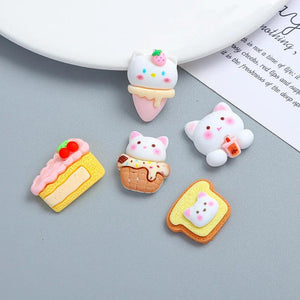 10pcs Acrylic Resin Kitty Dessert Flat Base for DIY Making Accessory