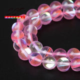 Austria Crystal Glitter Pink Moon Stone Beads 15'' DIY Jewelry Making 8 10 12mm