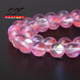 Austria Crystal Glitter Pink Moon Stone Beads 15'' DIY Jewelry Making 8 10 12mm