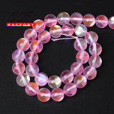 Austria Crystal Glitter Pink Moon Stone Beads 15'' DIY Jewelry Making 8 10 12mm