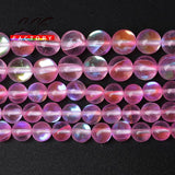 Austria Crystal Glitter Pink Moon Stone Beads 15'' DIY Jewelry Making 8 10 12mm
