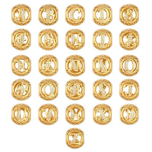 High Gold-Plating Letter Pendant Dangle Charm with Zircon