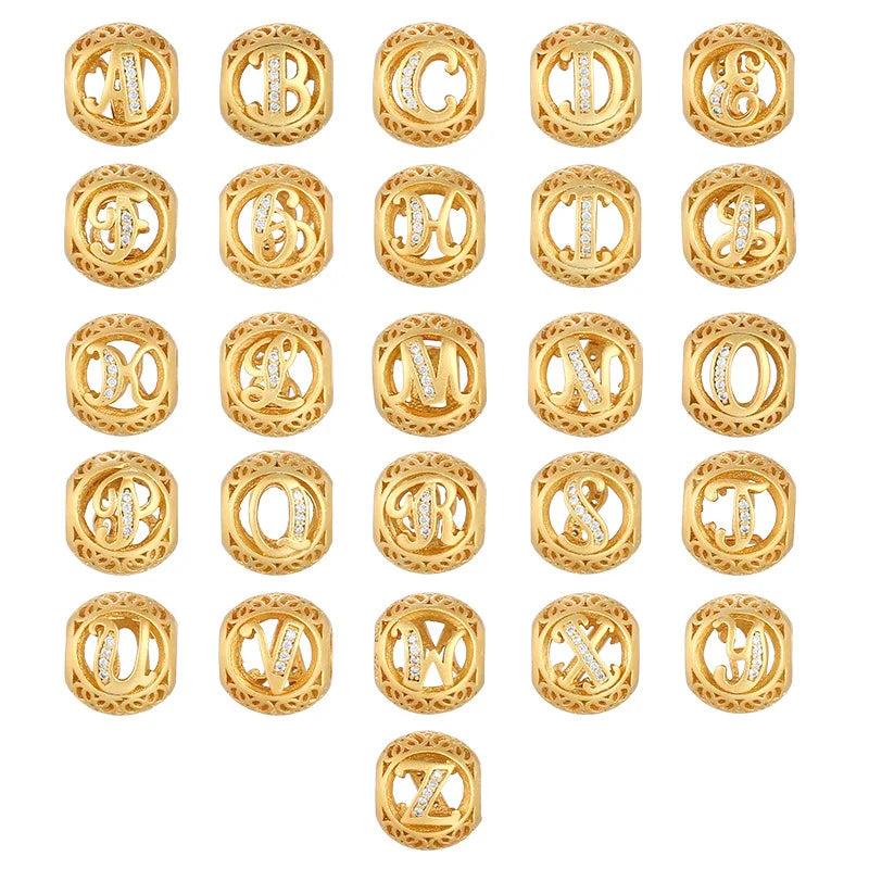 High Gold-Plating Letter Pendant Dangle Charm with Zircon