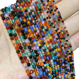 Natural Colorful Agates Faceted Round Beads for Jewelry Making DIY 2MM 3MM 4MM