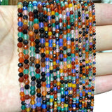 Natural Colorful Agates Faceted Round Beads for Jewelry Making DIY 2MM 3MM 4MM