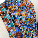 Natural Colorful Agates Faceted Round Beads for Jewelry Making DIY 2MM 3MM 4MM