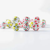 20Pcs Summer Wooden Beads Strawberry Cherry lemon Printing Round Beads