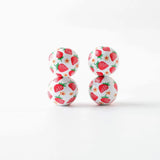 20Pcs Summer Wooden Beads Strawberry Cherry lemon Printing Round Beads