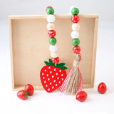 20Pcs Summer Wooden Beads Strawberry Cherry lemon Printing Round Beads