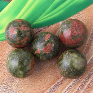 5pcs Natural Unakite Stone 16mm No Hole Charms Round Beads for Jewelry Making