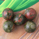 5pcs Natural Unakite Stone 16mm No Hole Charms Round Beads for Jewelry Making