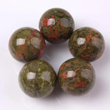 5pcs Natural Unakite Stone 16mm No Hole Charms Round Beads for Jewelry Making