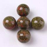 5pcs Natural Unakite Stone 16mm No Hole Charms Round Beads for Jewelry Making