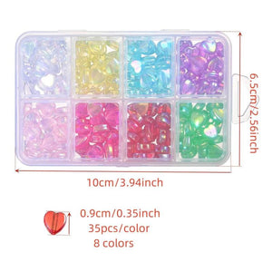 Colorful Heart Beads 280pcs 8 Colors Acrylic Beads Jewelry Making Supplies