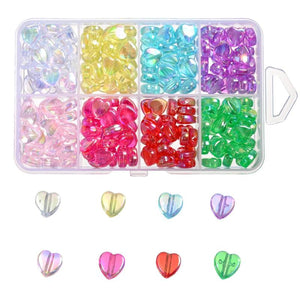 Colorful Heart Beads 280pcs 8 Colors Acrylic Beads Jewelry Making Supplies