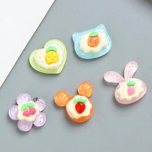 Acrylic Resin Animal Fruit Flower Accessorie Flat Base 10pcs/lot