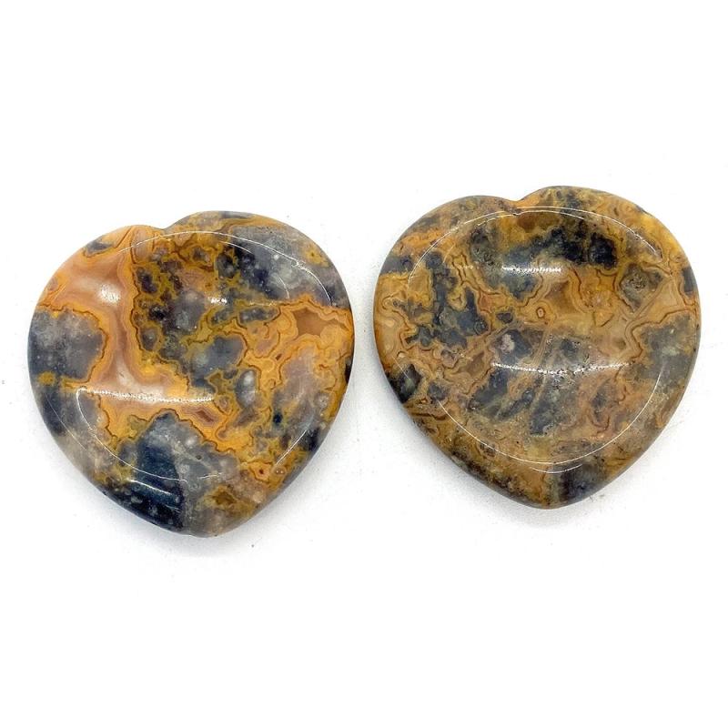 1pc Crazy Agate Cabochons Heart-shaped Natural Semi-precious Stone Beads