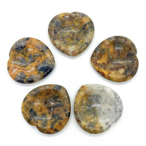 1pc Crazy Agate Cabochons Heart-shaped Natural Semi-precious Stone Beads