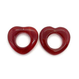 2pcs 25mm Natural Red Agate Stone Heart Shape Pendants DIY Necklace Love Jewelry