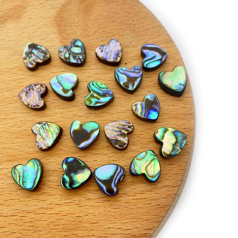 2pcs Natural Abalone Shell Beads Heart Shape DIY Necklace Bracelet Earrings