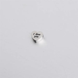 5PCS Stainless Steel LOVE Heart Beads for Jewelry DIY Making Necklaces