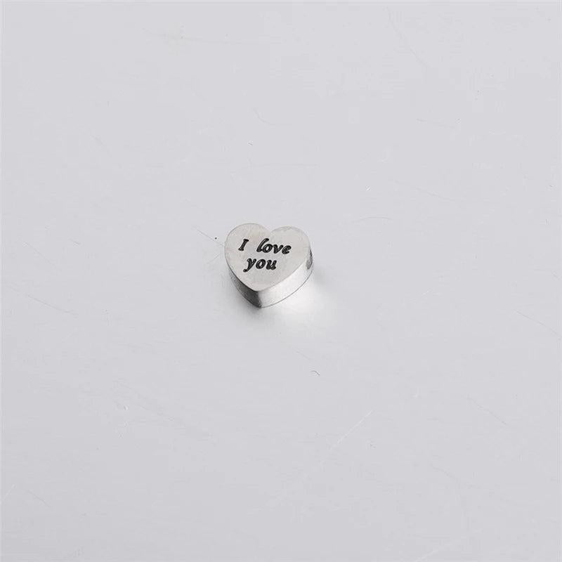 5PCS Stainless Steel LOVE Heart Beads for Jewelry DIY Making Necklaces