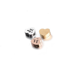 5PCS Stainless Steel LOVE Heart Beads for Jewelry DIY Making Necklaces