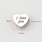 5PCS Stainless Steel LOVE Heart Beads for Jewelry DIY Making Necklaces