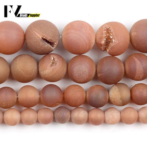Champagne Metallic Coated Druzy Agates Beads 6/8/10/12mm