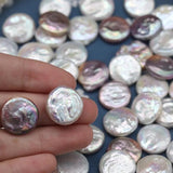 16-17mm Natural Purple Freshwater Pearl Round Perforated Pendant