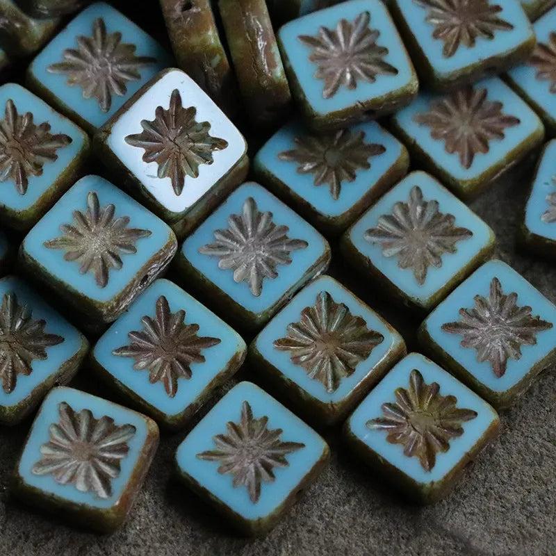 10-11mm Square Crezh Glass Beads for DIY Jewelry Making