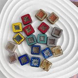10-11mm Square Crezh Glass Beads for DIY Jewelry Making