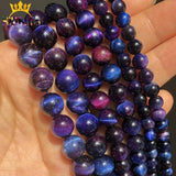 Purple Bicolor Tiger Eye Stone Round Spacer Beads 15'' 6 8 10mm