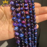 Purple Bicolor Tiger Eye Stone Round Spacer Beads 15'' 6 8 10mm