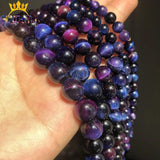 Purple Bicolor Tiger Eye Stone Round Spacer Beads 15'' 6 8 10mm