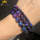 Purple Bicolor Tiger Eye Stone Round Spacer Beads 15'' 6 8 10mm