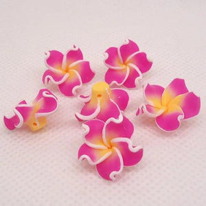 20pc 20mm Frangipani Polymer Clay Flower Beads for Jewelry Making
