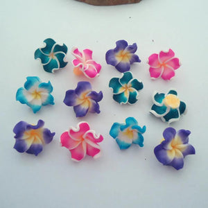 20pc 20mm Frangipani Polymer Clay Flower Beads for Jewelry Making