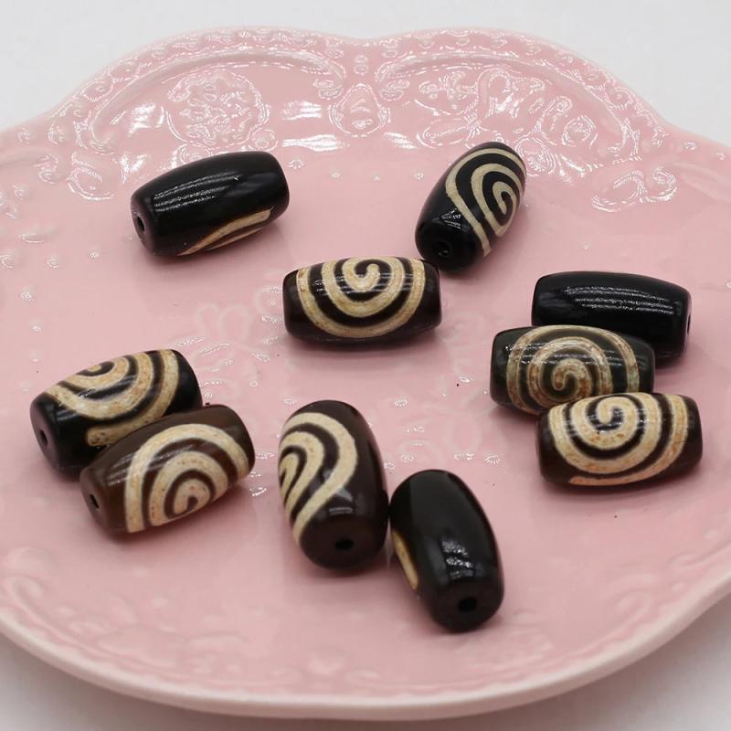 3Pcs Natural Stone Agates Cylindrical Isolation Beads for Jewelry Making