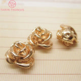 6PCS 13*9MM 24K Brass Rose Flower Bracelets Spacer Beads