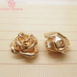 6PCS 13*9MM 24K Brass Rose Flower Bracelets Spacer Beads