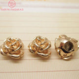 6PCS 13*9MM 24K Brass Rose Flower Bracelets Spacer Beads