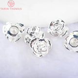6PCS 13*9MM 24K Brass Rose Flower Bracelets Spacer Beads