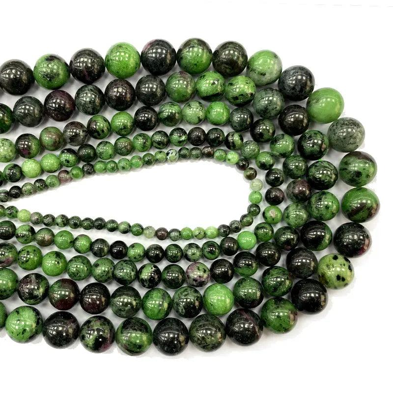 Ruby Epidote Round Gem Stone Beads for Jewelry Making 15''