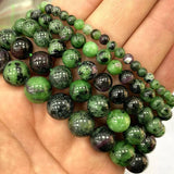 Ruby Epidote Round Gem Stone Beads for Jewelry Making 15''