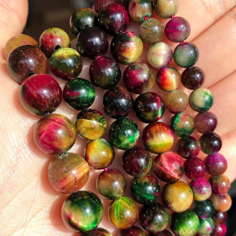 Bicolor Tiger Eye Round Beads for Jewelry Making DIY Bracelet Charm