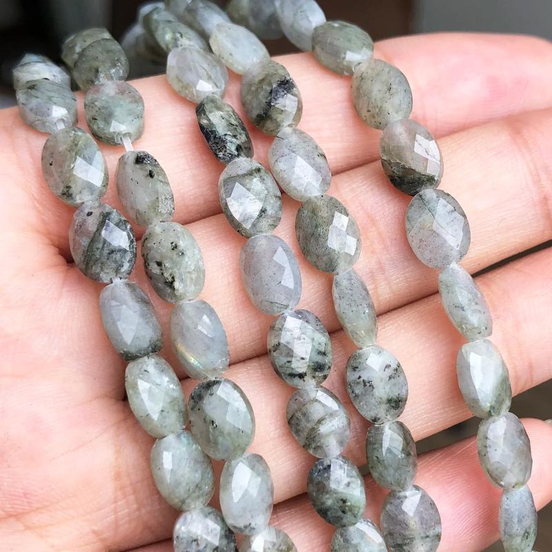 Grey Labradorite Stone Beads for Bracelet Necklace DIY