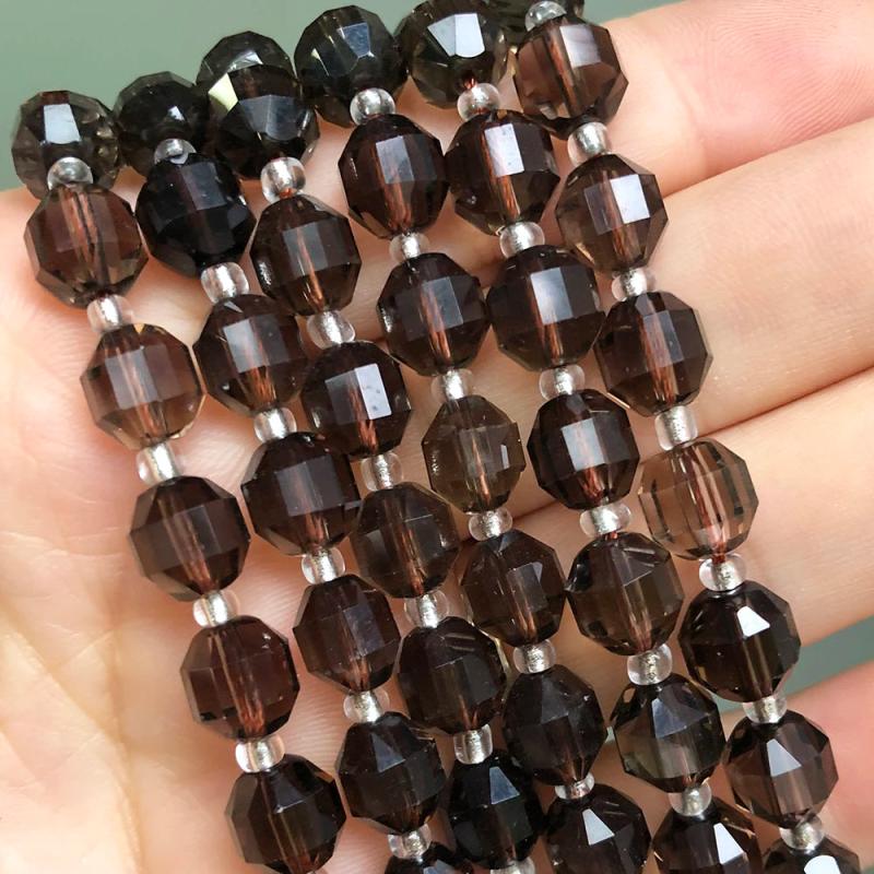 8mm Faceted Smoky Quartz Loose Stone Beads for Jewelry Making