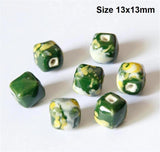 10Pcs/13mm Glazed Ceramic Beads Charms Big Hole Diy Jewelry Making Material